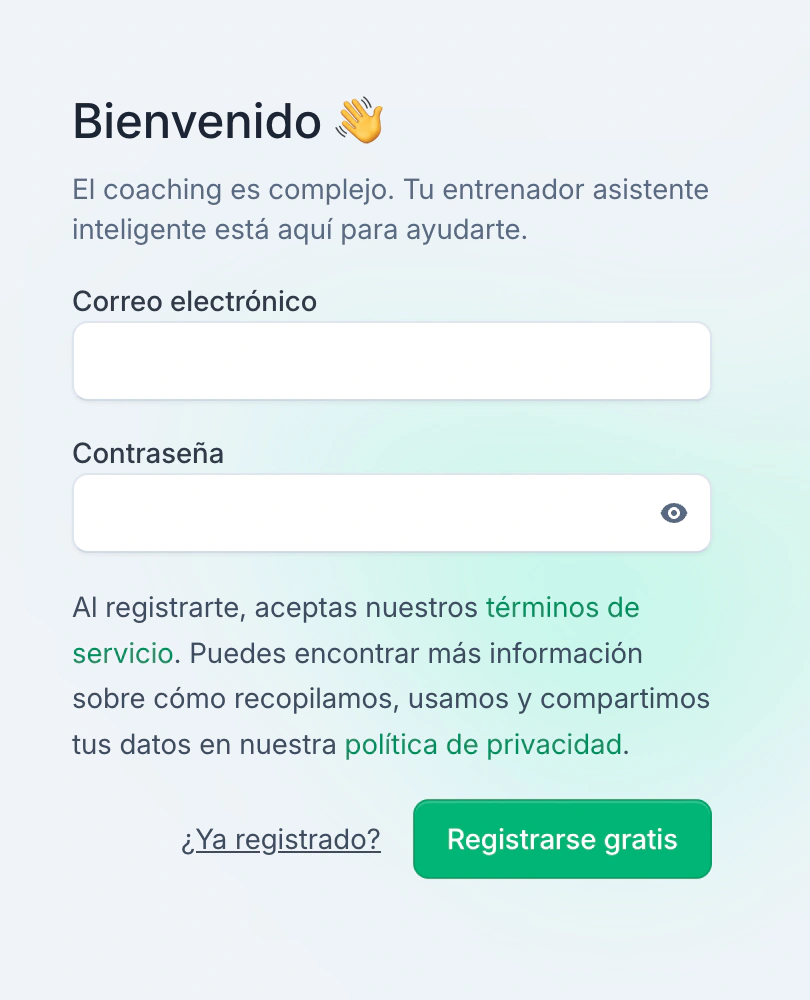 Pantalla de creación de cuenta
