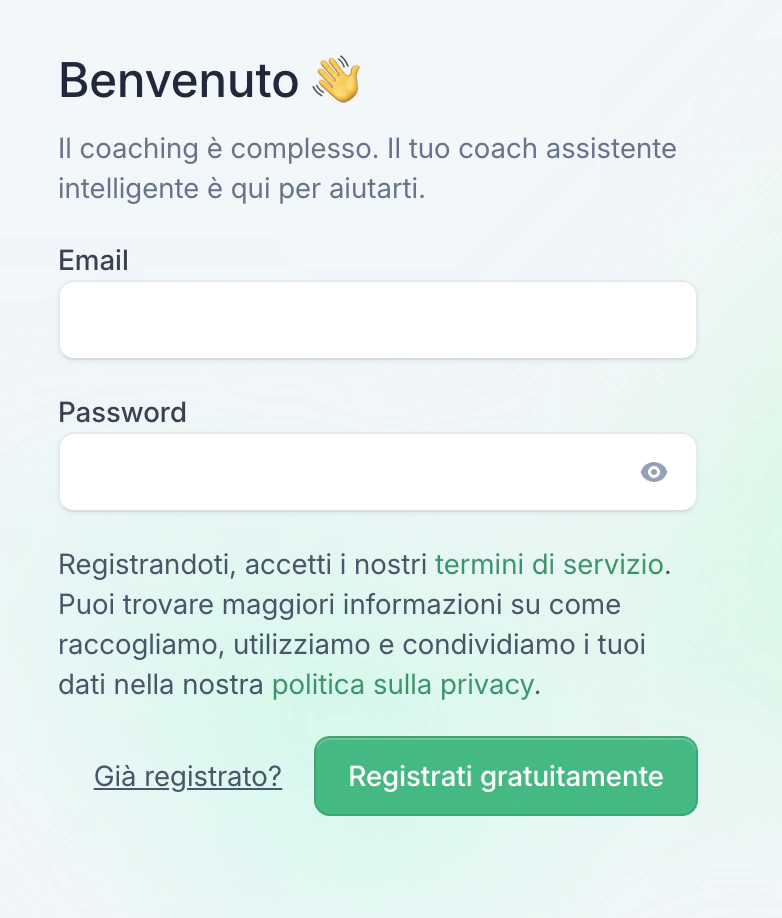 Schermata di creazione account