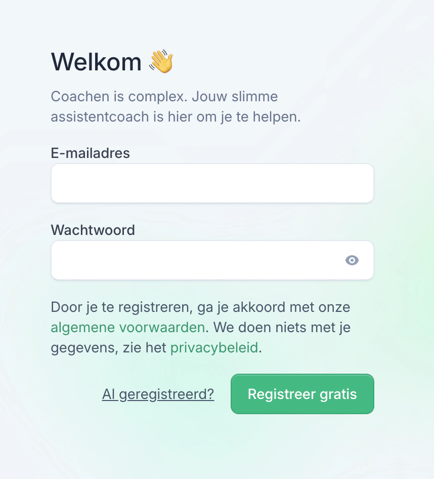 Account aanmaken scherm