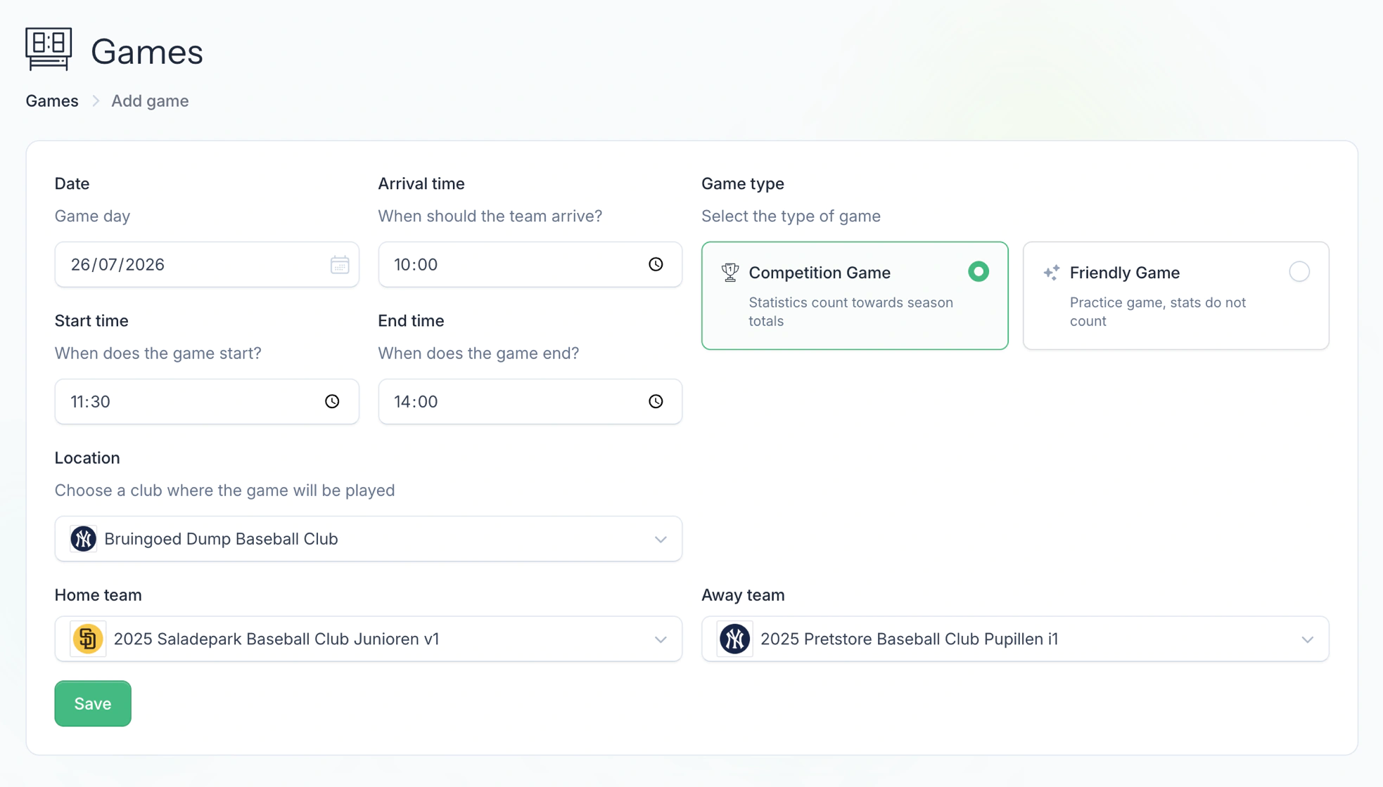 Create game screen