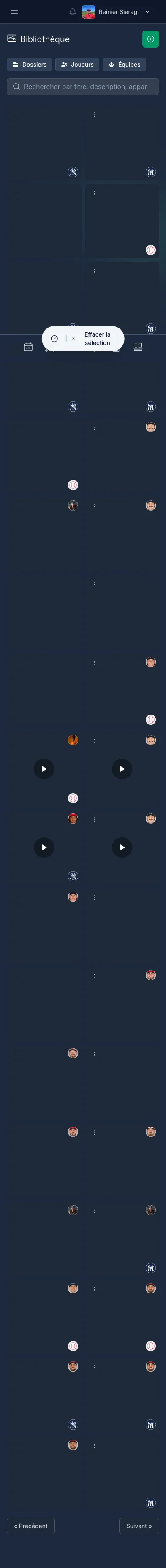 Médiathèque CoachBall avec photos et vidéos d'équipe