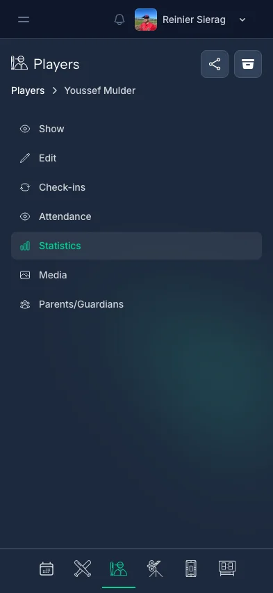 CoachBall players overview showing player cards with photos and team badges