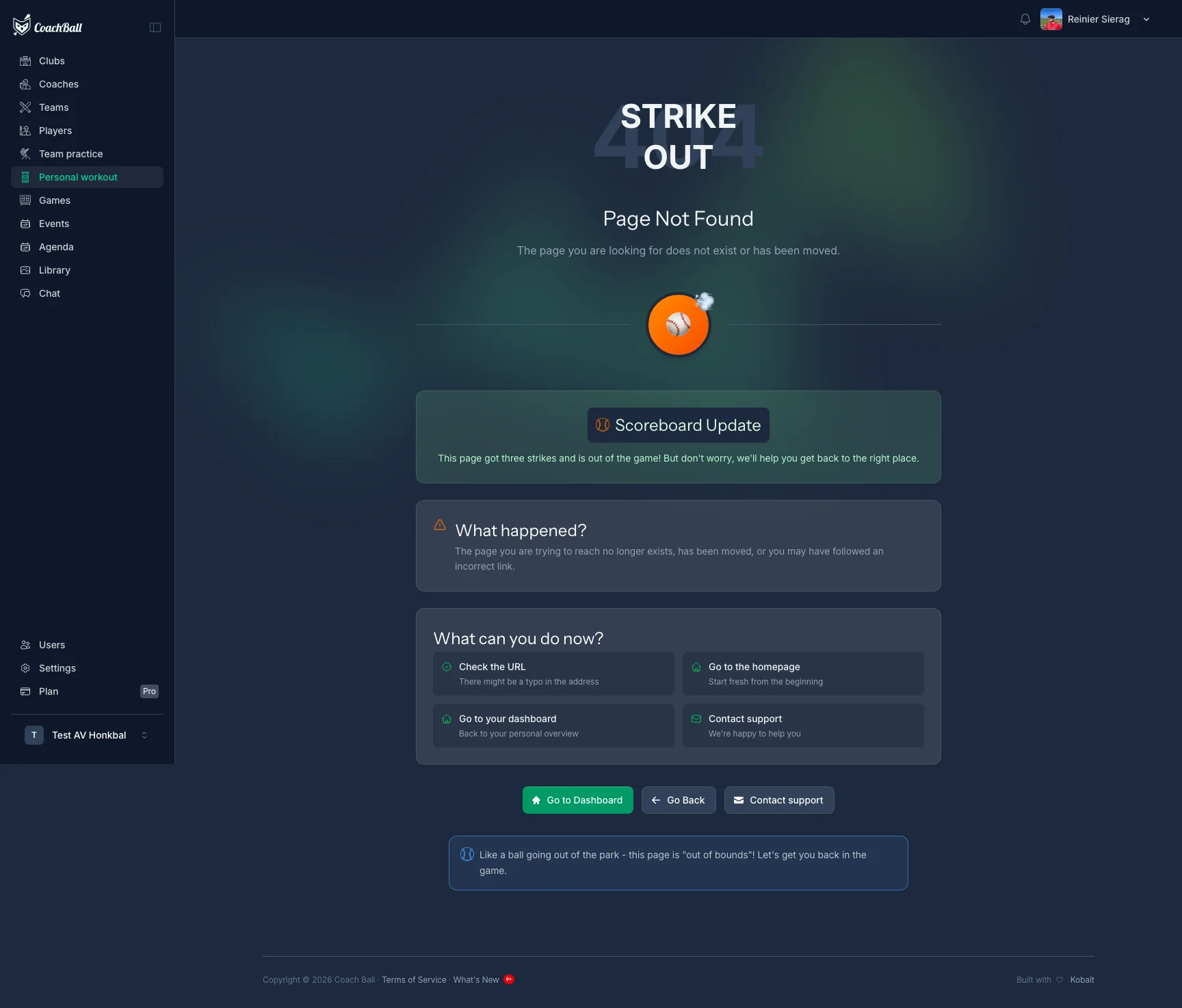 CoachBall team practice overview showing sessions with attendance percentages